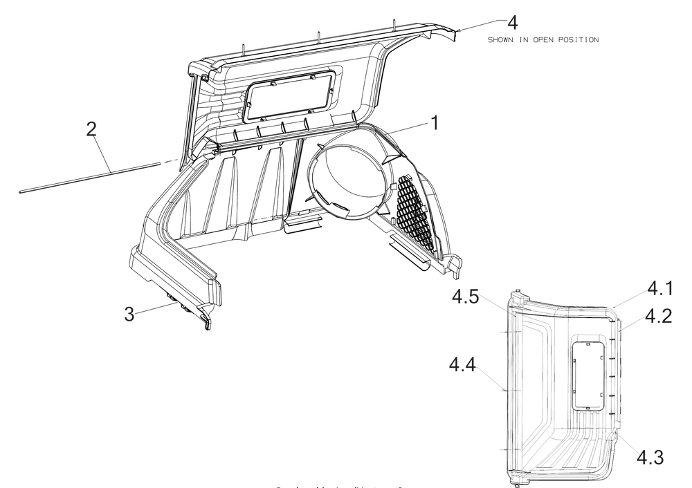 Bagger Assembly Diagram and Parts List for 19A70052OEM (34Inch)(2017) Cub Cadet Lawn Tractor